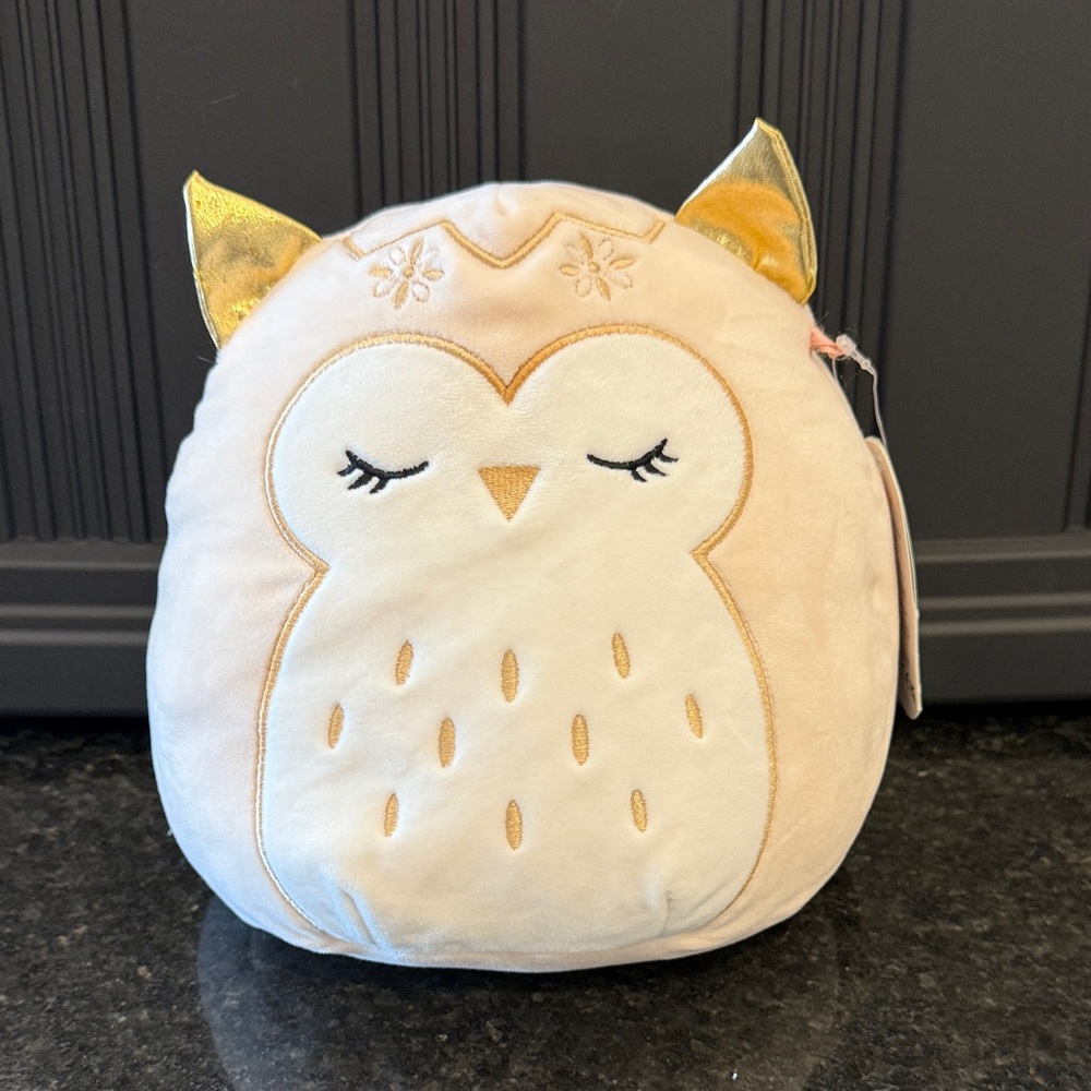 Squishmallows Owl Plush with Gold and Cream